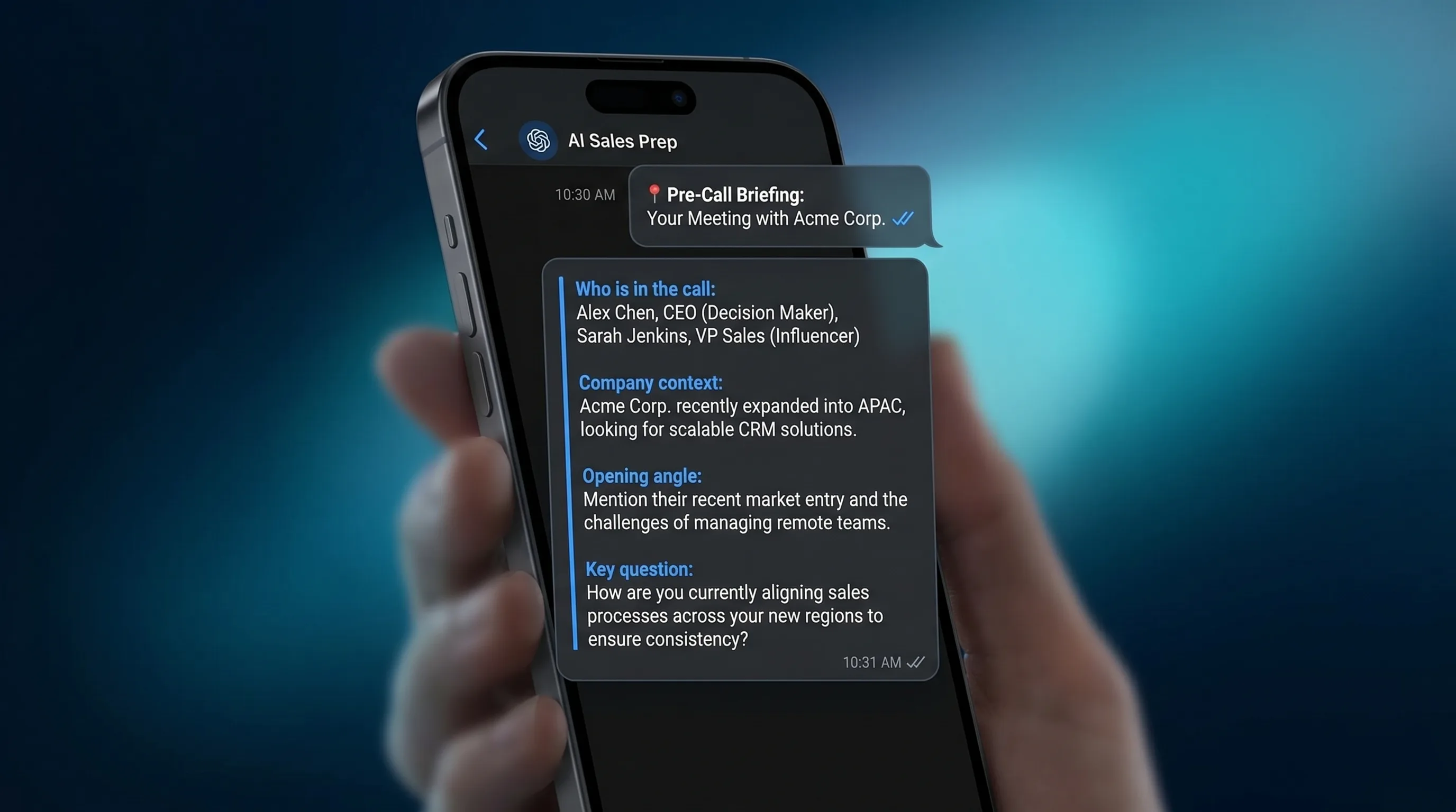Fluxo em três etapas: conectar agenda, informar WhatsApp e receber briefing